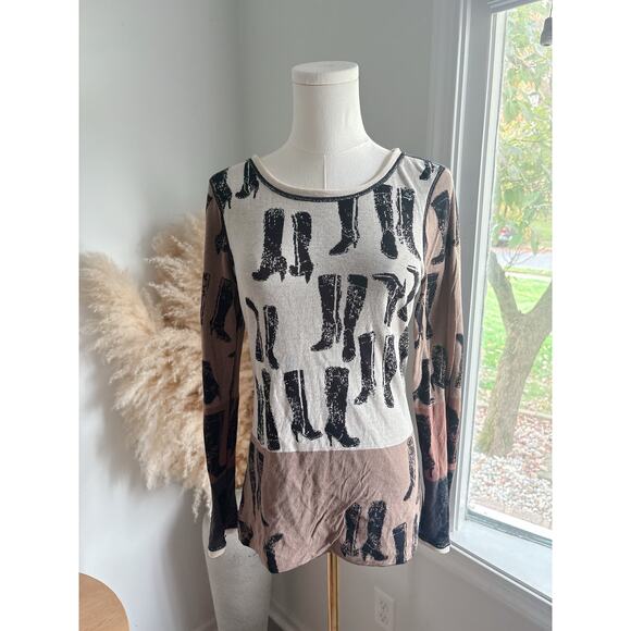 Nic + Zoe These Boots Reversible Jacquard Sweater Womens Small Casual Western - Picture 9 of 15